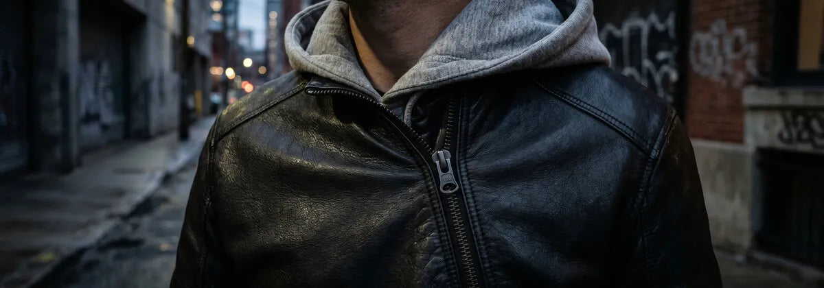 Giacche in Pelle con Cappuccio da Uomo