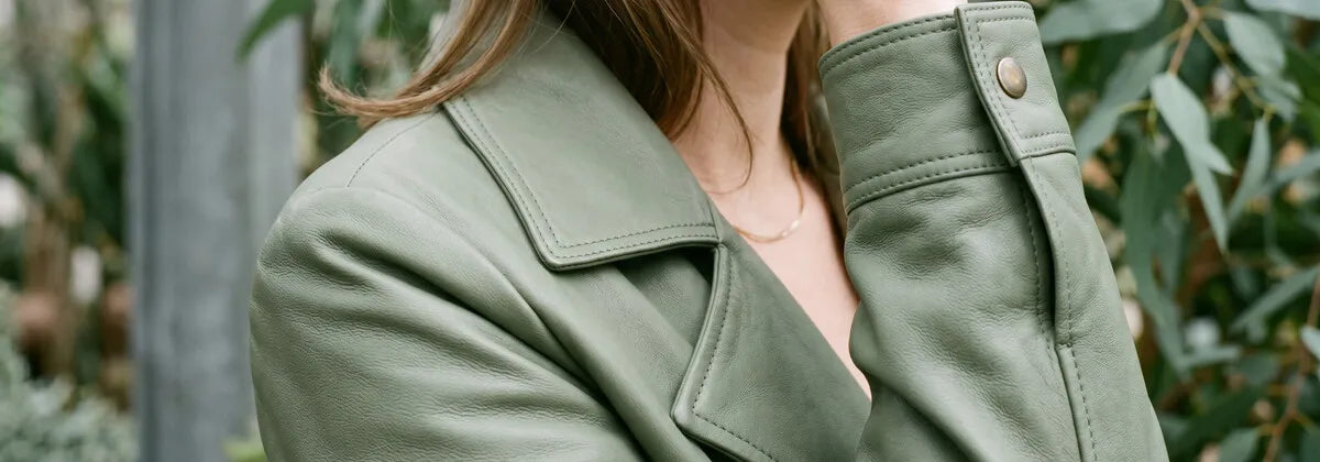 Giacche in Pelle Verde da Donna