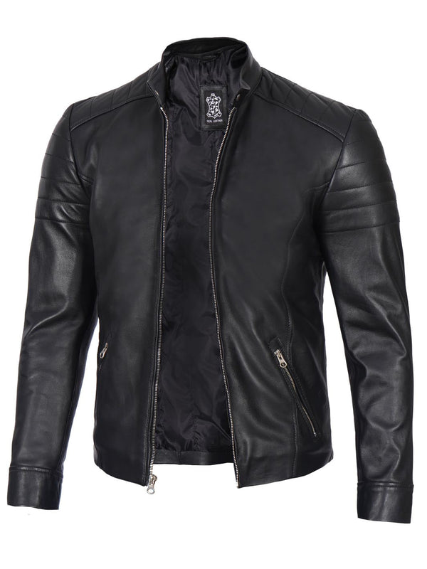 Black leather jacket for men