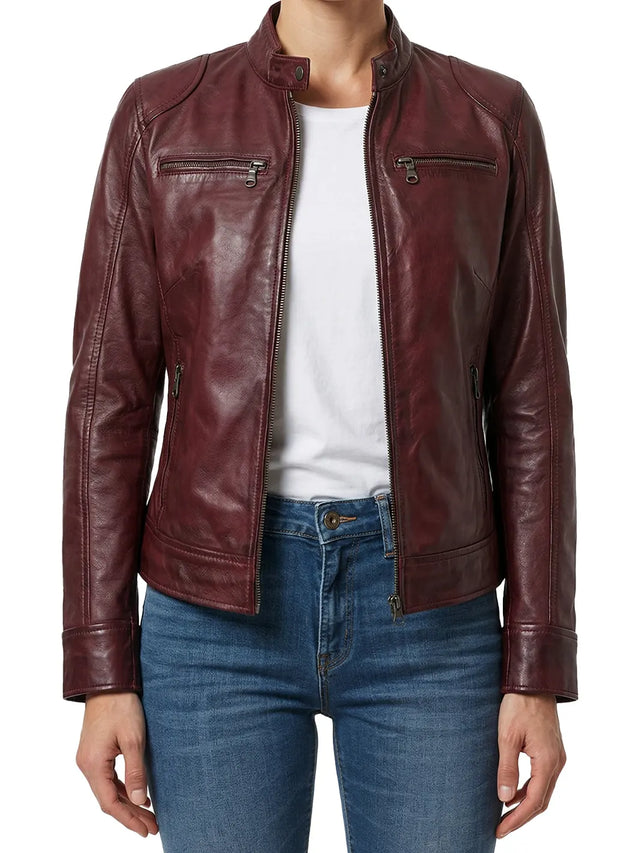 Giacca Cafe Racer, bordeaux da donna
