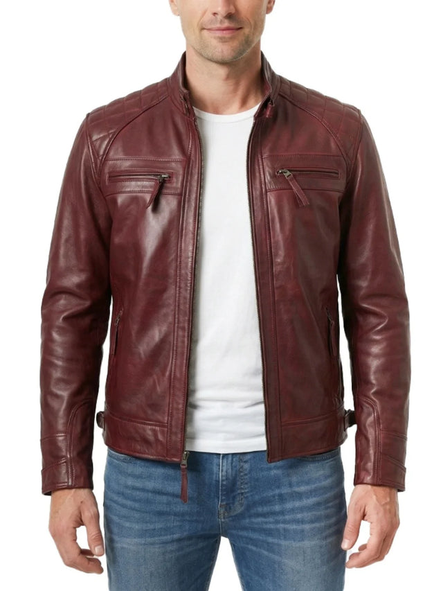 Giacca Biker trapuntata, bordeaux da uomo