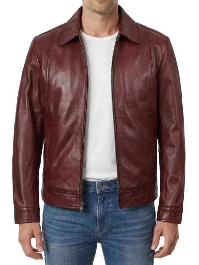 Giacca Harrington finitura cerata, bordeaux da uomo