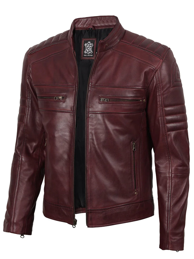 Giacca Cafe Racer, bordeaux da uomo
