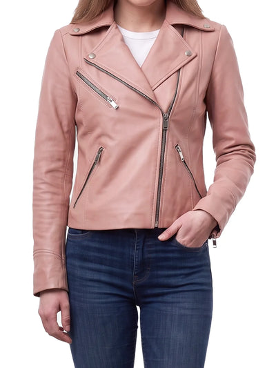 Asymmetrisk biker-skinnjacka r (Donna)