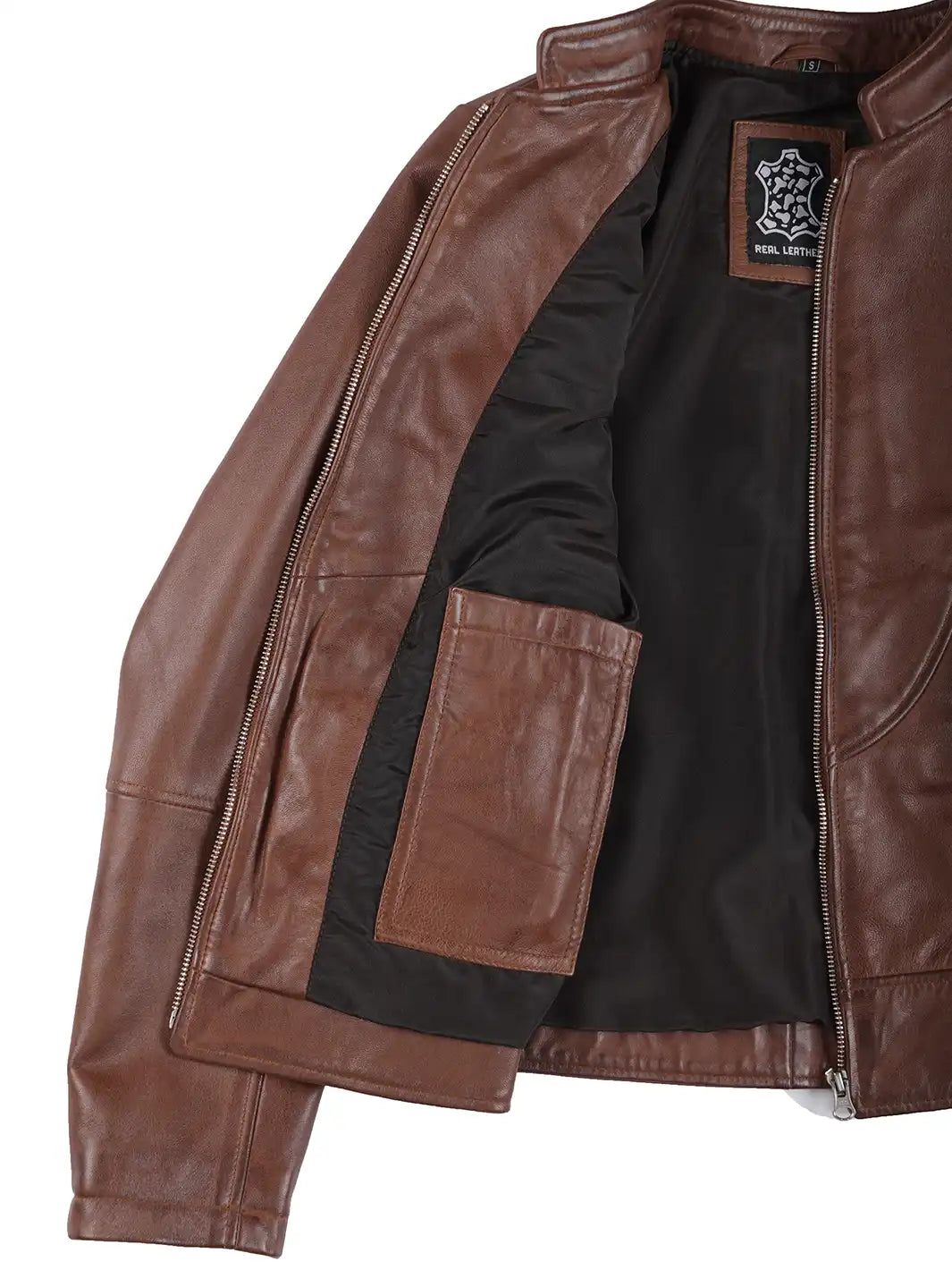 Womens Brown Real Leather Jacket Features