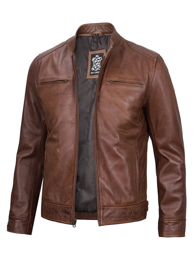 Mens cafe racer leather jacket