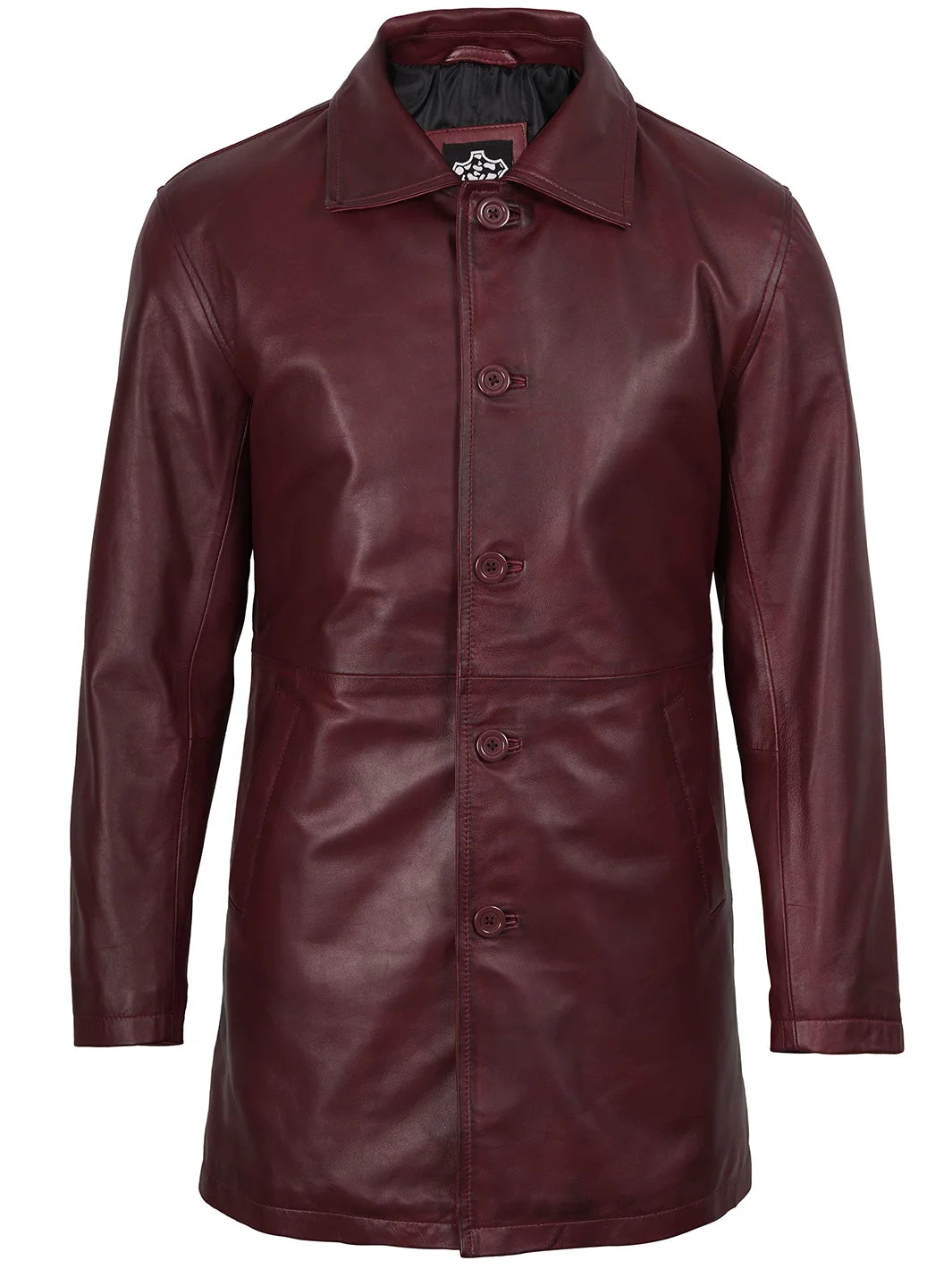 leather lambskin coat maroon mens