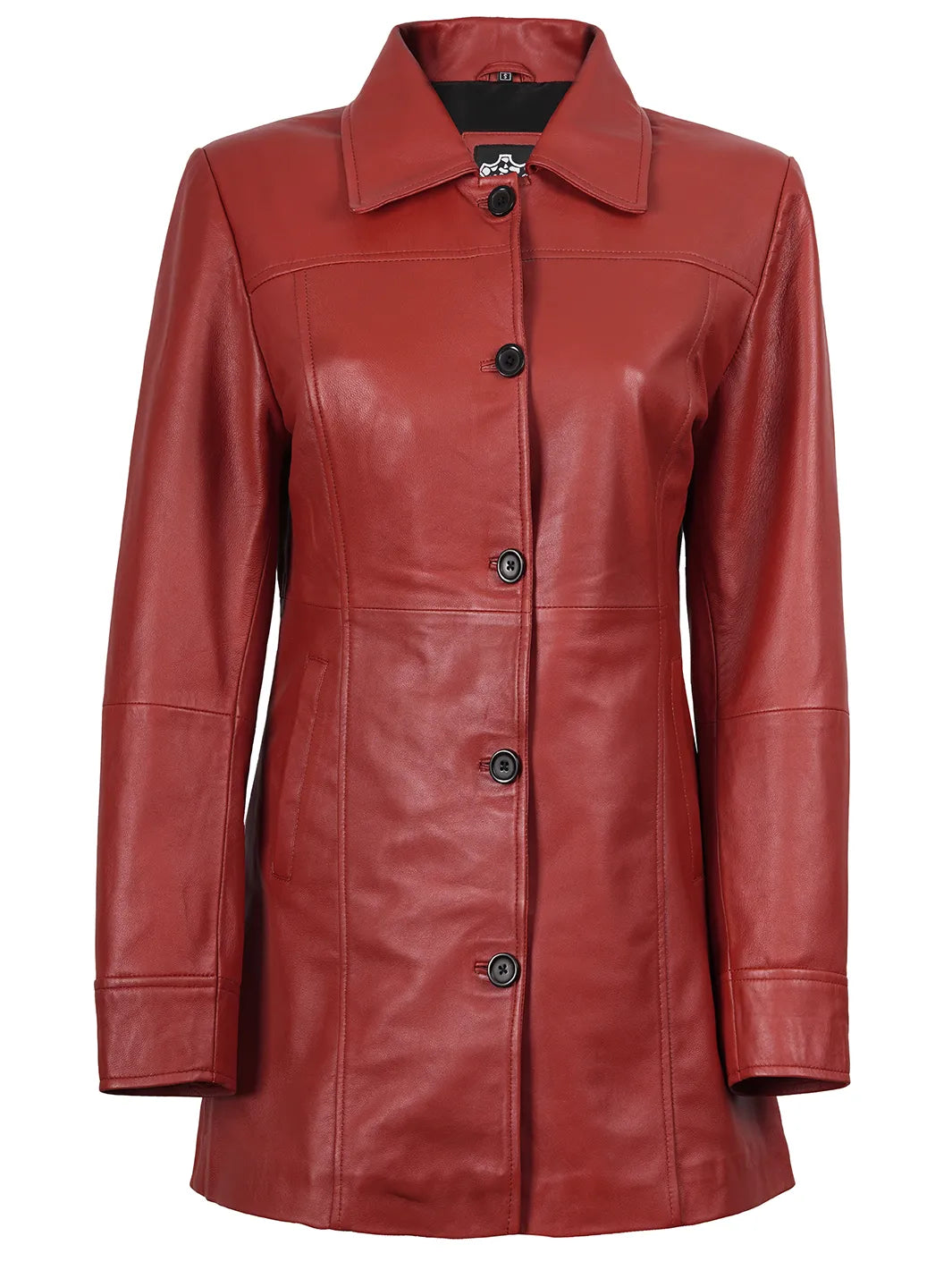 Womens Red Real Leather Coat