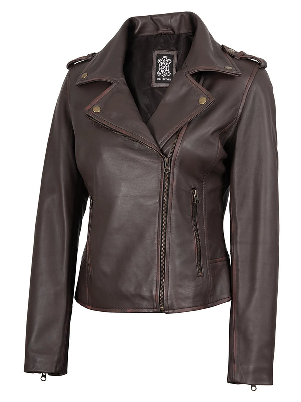 Women's leather biker jacket
