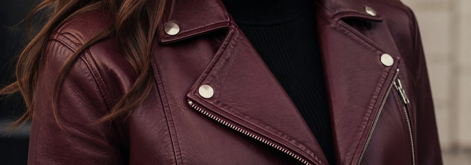 Giacche di pelle bordeaux da donna