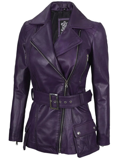 Asymmetrisk biker-skinnjacka l (Donna)
